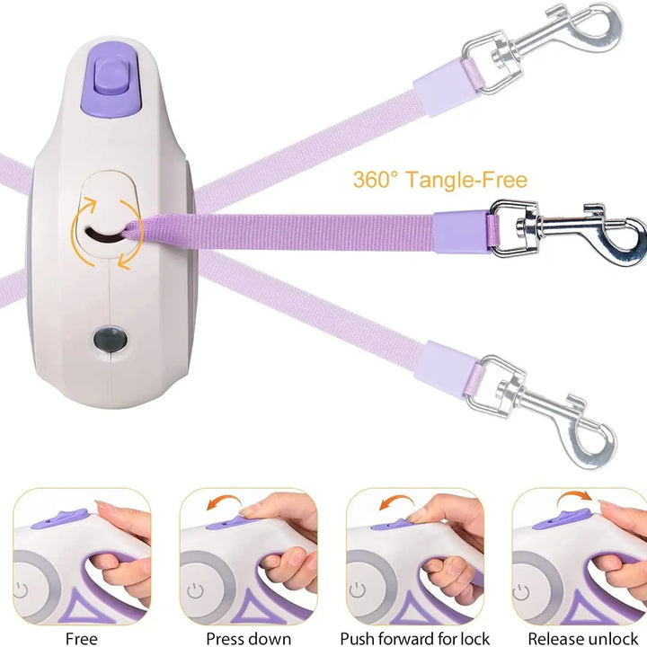 Retractable LED Dog Leash - Safety and Convenience for Night Walks