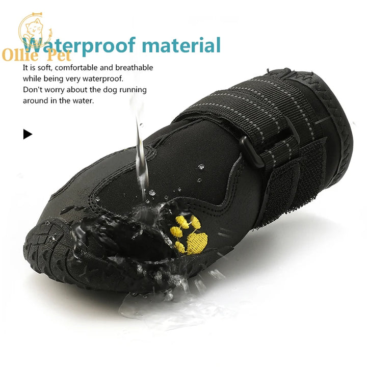 Dog Shoes Waterproof Anti-Slip Rain Boots Warm Snow Reflective