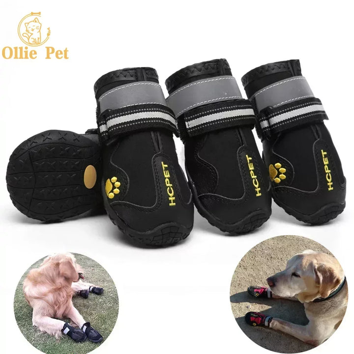 Dog Shoes Waterproof Anti-Slip Rain Boots Warm Snow Reflective