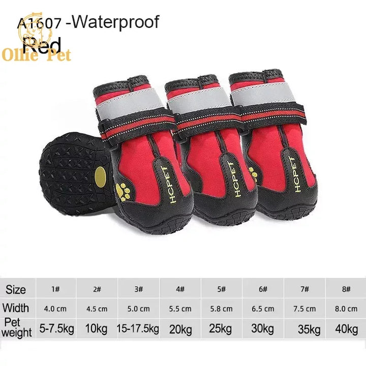 Dog Shoes Waterproof Anti-Slip Rain Boots Warm Snow Reflective