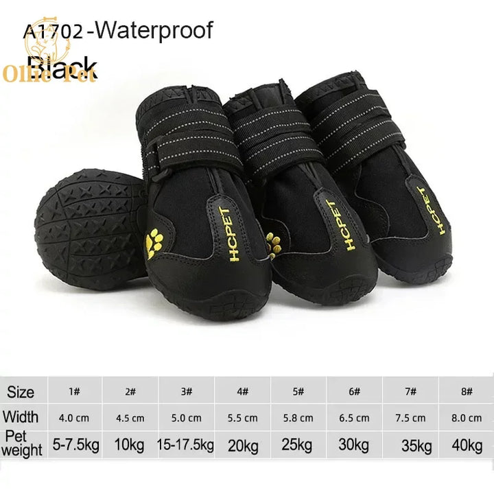 Dog Shoes Waterproof Anti-Slip Rain Boots Warm Snow Reflective