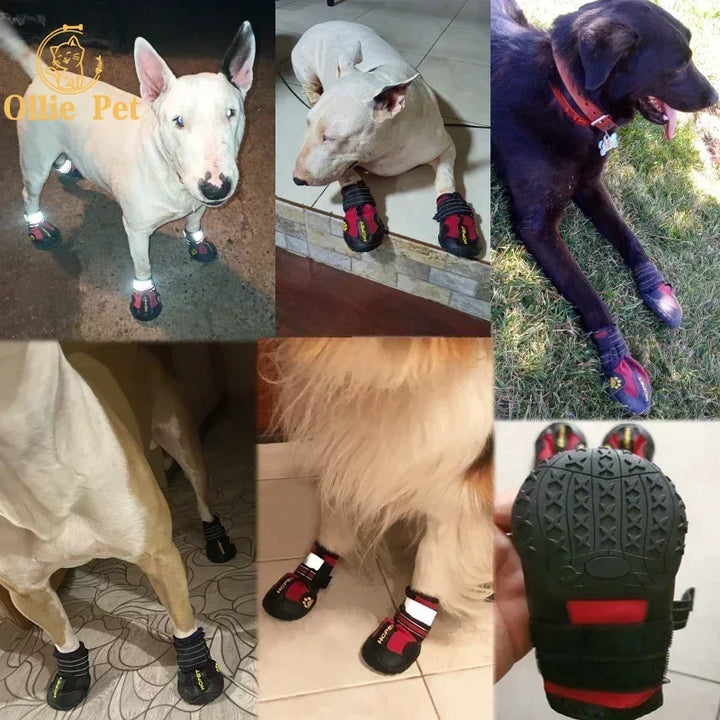 Dog Shoes Waterproof Anti-Slip Rain Boots Warm Snow Reflective